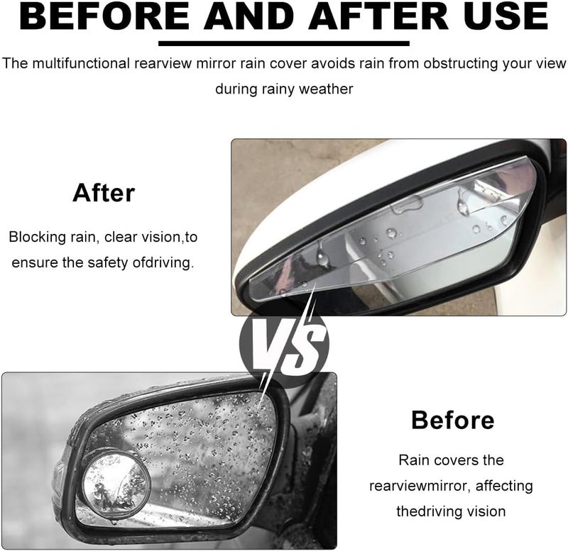 Wevdn 2 PCS Mirror Rain Visor Eyebrow, Waterproof PVC Auto Exterior Rear View Mirror Rain Visor Guard, Rainproof Side Mirror Rain Visor Eyebrow Cover for SUV Truck, Car Accessories (Transparent) - Image 4